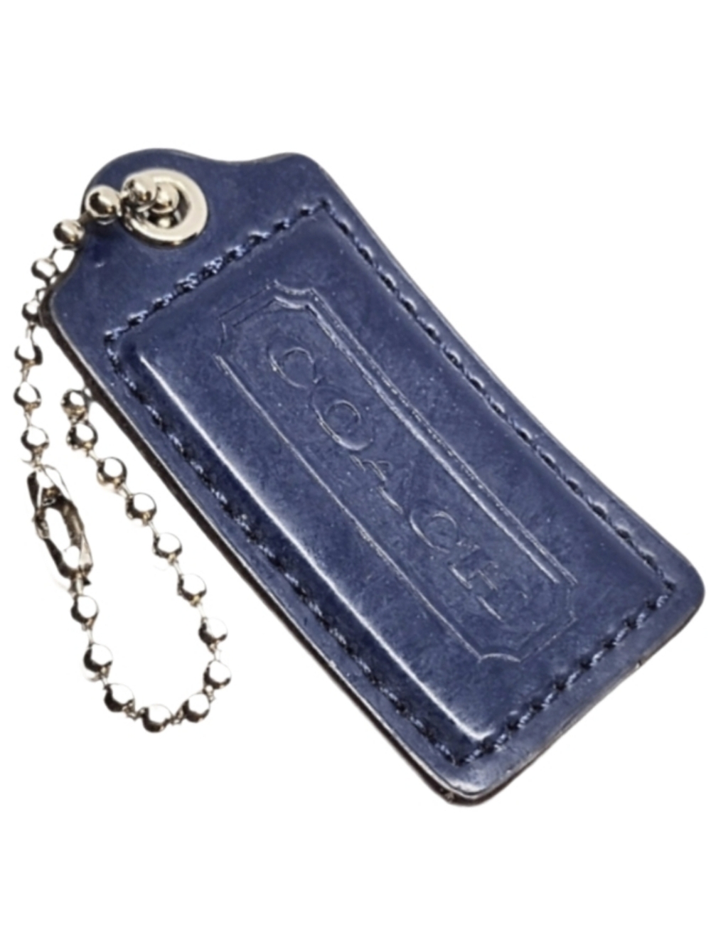 💙 Y2K 2.5" Coach French Blue Pat. Leather Hangtag Bag Fob Purse Charm Keychain